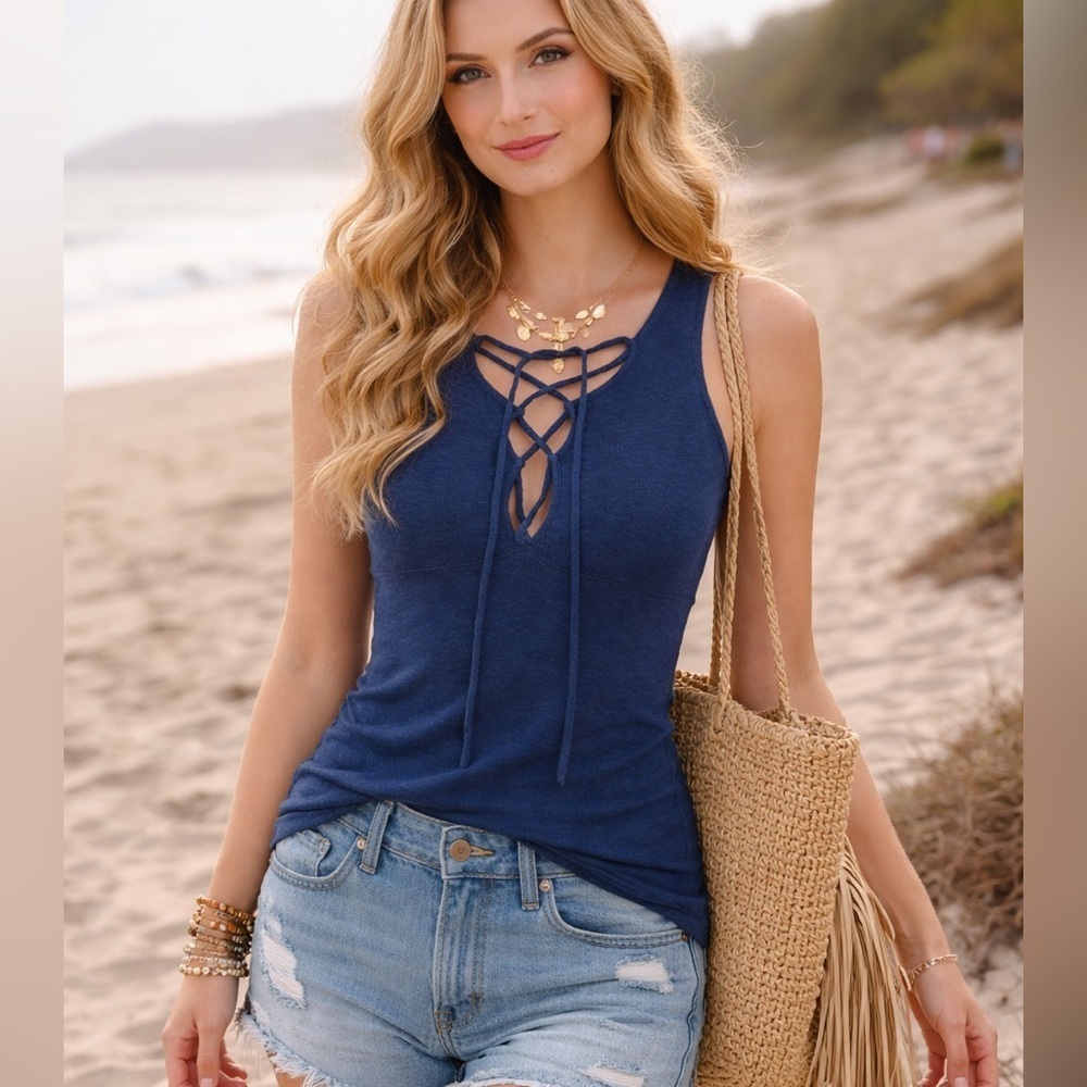 NWT Free People ribbed lace up tank top size XS